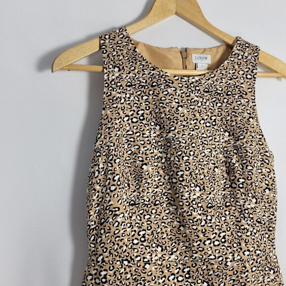 J. Crew Women's Basketweave Animal Print Sheath Dress Fully Lined Size 2 - Picture 2 of 13